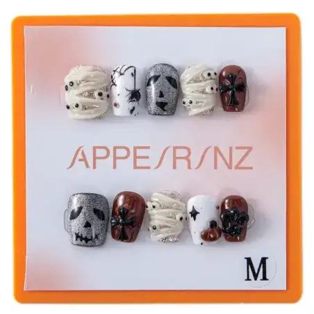 Mummy Squad Press-On Nails | Halloween Mummy & Skull Art - Appearanz