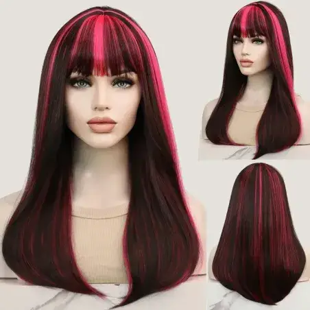 Draculaura Black with Pink Streaks Wig - Monster High Inspired | Synthetic Hair