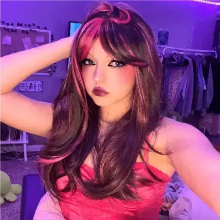Draculaura Black with Pink Streaks Wig - Monster High Inspired | Synthetic Hair