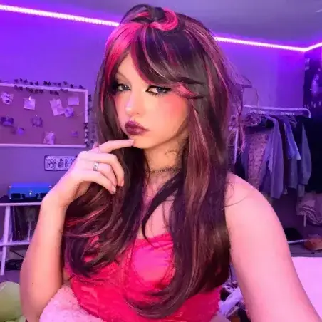 Draculaura Black with Pink Streaks Wig - Monster High Inspired | Synthetic Hair