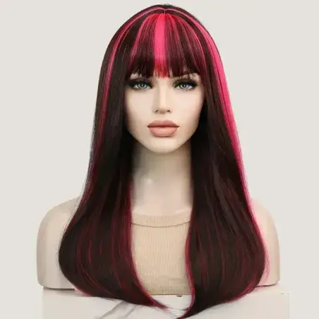 Draculaura Black with Pink Streaks Wig - Monster High Inspired | Synthetic Hair