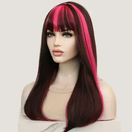 Draculaura Black with Pink Streaks Wig - Monster High Inspired | Synthetic Hair