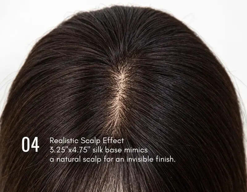 Realistic Scalp Effect: 3.25"x4.75" silk base mimics a natural scalp for an invisible finish.