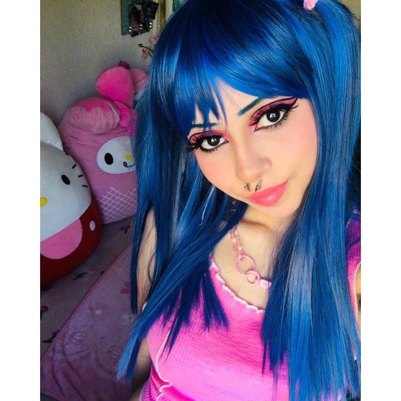 Blue Iris| Blue Lowlighted Wavy Synthetic Wig