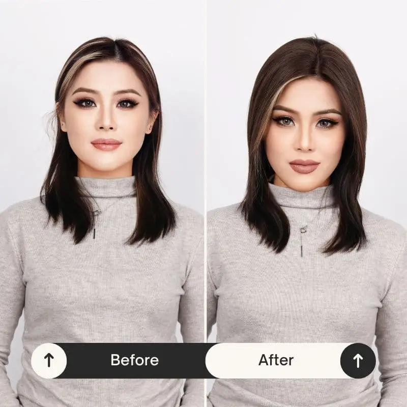 mini hair topper before after