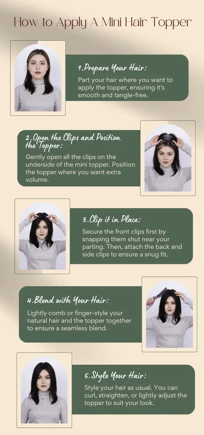 apply the Trio mini hair topper