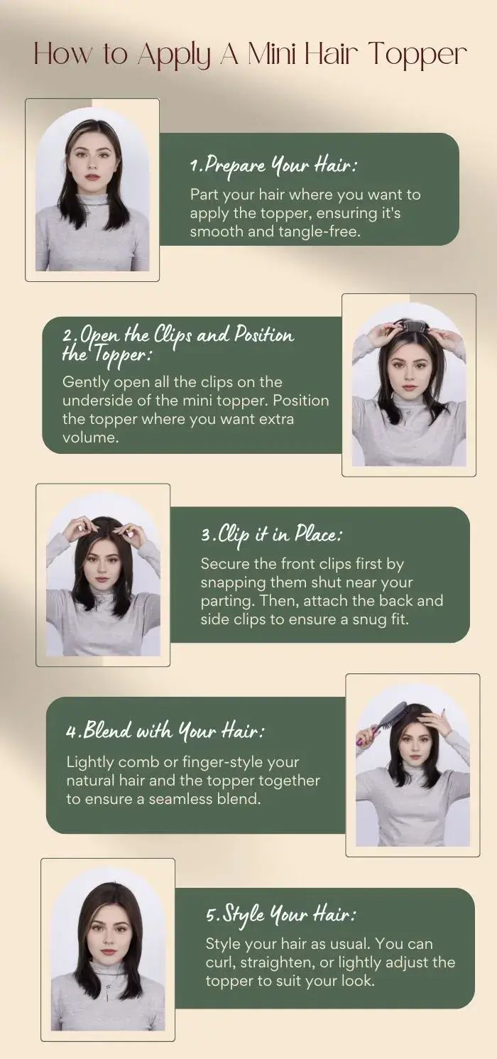 how to apply the Breeze mini hair topper