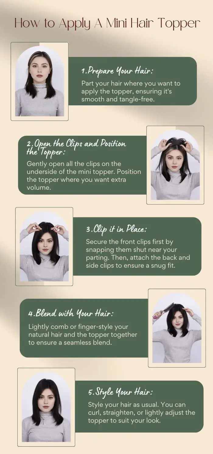 how to apply the Veil mini hair topper